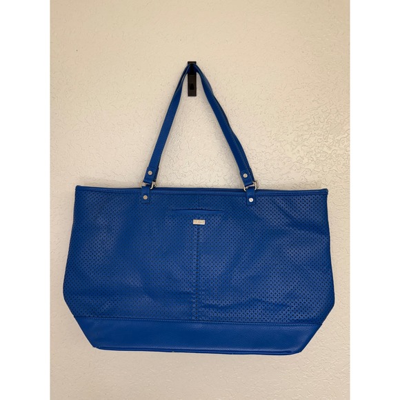 Jewell Handbags - Jewell Royal Blue Perforated Faux Leather Tote Bag Shoulder Bag